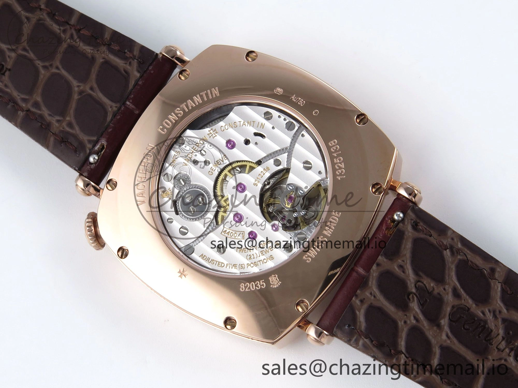 Historiques 82035 000R-9359 40mm RG AIF Best Edition White RG Dial on Brown Leather Strap A4400