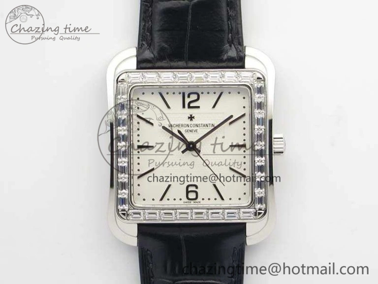 Historiques 86300 SS GSF 1:1 Best Edition White Dial Diam Bezel On Leather Strap MIYOTA9015