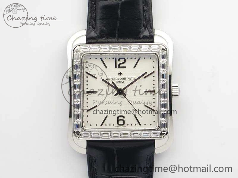 Historiques 86300 SS GSF 1:1 Best Edition White Dial Diam Bezel On Leather Strap MIYOTA9015