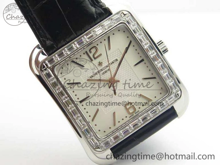 Historiques 86300 SS GSF 1:1 Best Edition White Dial Diam Bezel On Leather Strap MIYOTA9015