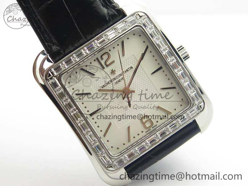 Historiques 86300 SS GSF 1:1 Best Edition White Dial Diam Bezel On Leather Strap MIYOTA9015