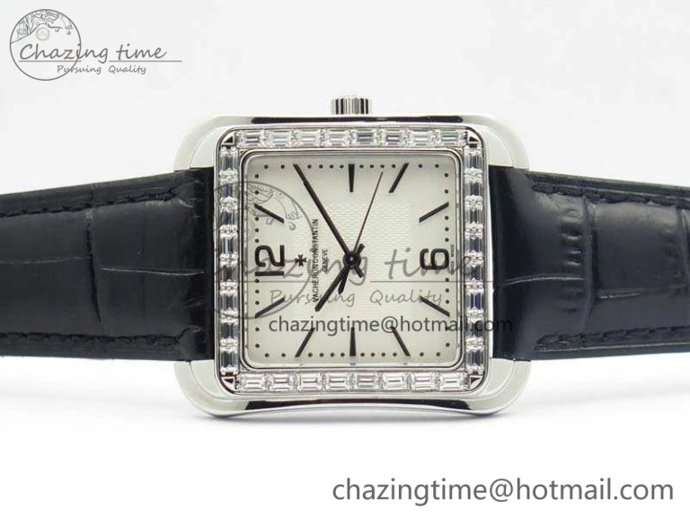 Historiques 86300 SS GSF 1:1 Best Edition White Dial Diam Bezel On Leather Strap MIYOTA9015