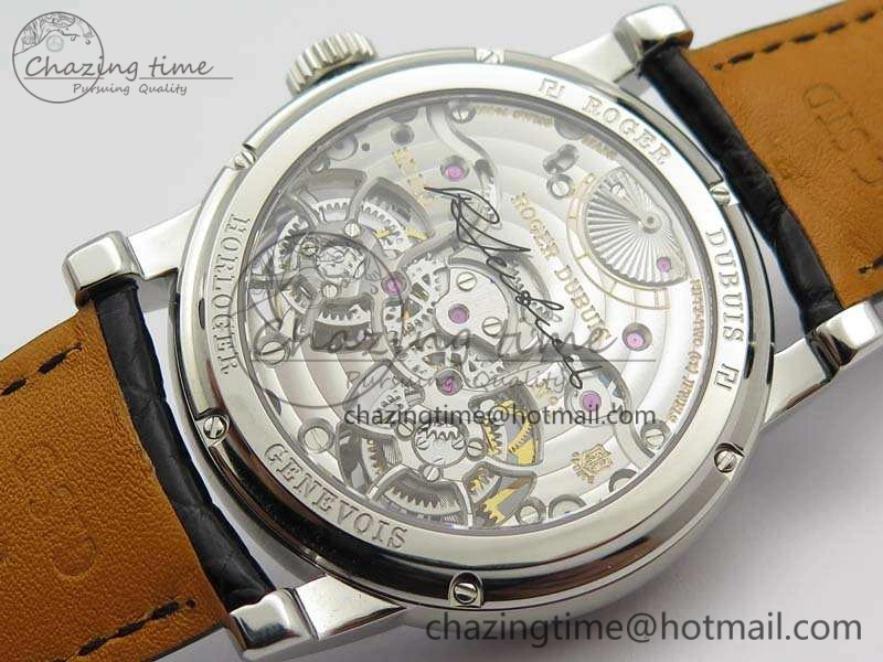 Hommage Rddbho0562 SS JBF Sliver Dial On Black Croco Leather Strap Double Tourbillion