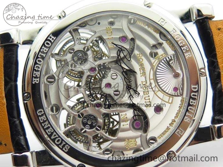 Hommage Rddbho0562 SS JBF Sliver Dial On Black Croco Leather Strap Double Tourbillion