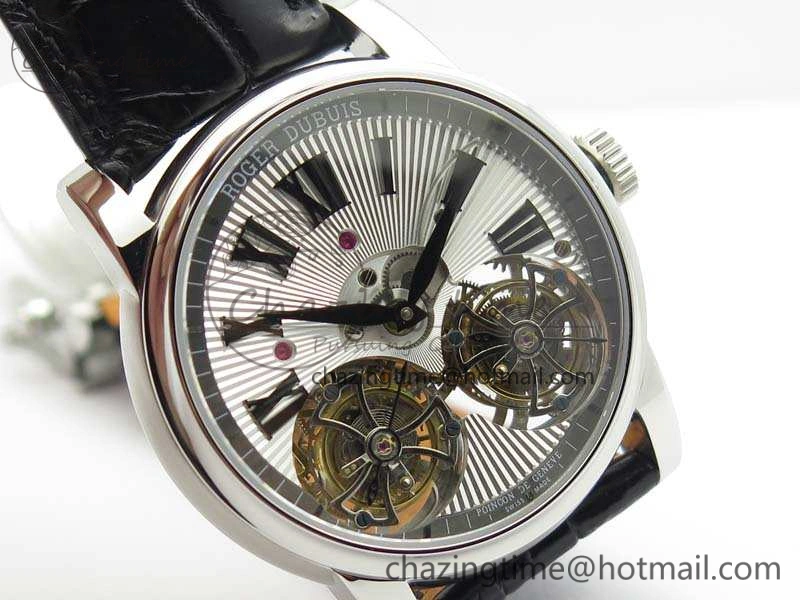 Hommage Rddbho0562 SS JBF Sliver Dial On Black Croco Leather Strap Double Tourbillion