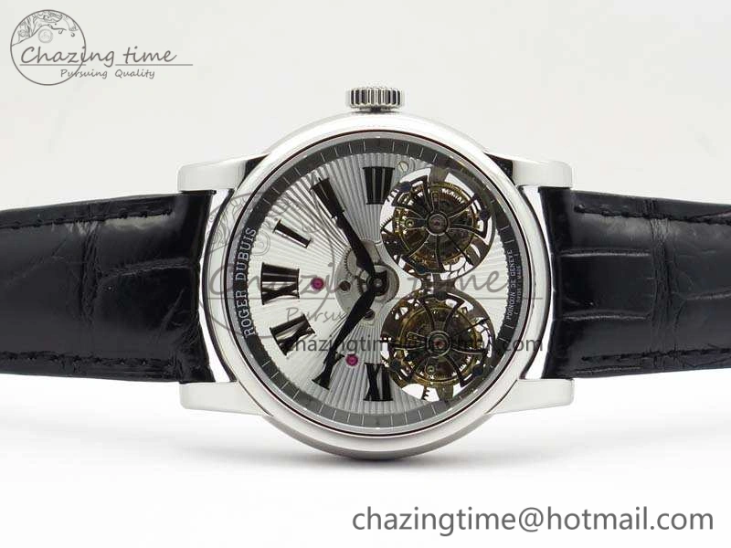 Hommage Rddbho0562 SS JBF Sliver Dial On Black Croco Leather Strap Double Tourbillion