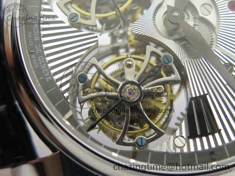 Hommage Rddbho0562 SS JBF Sliver Dial On Black Croco Leather Strap Double Tourbillion