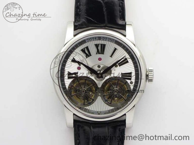 Hommage Rddbho0562 SS JBF Sliver Dial On Black Croco Leather Strap Double Tourbillion