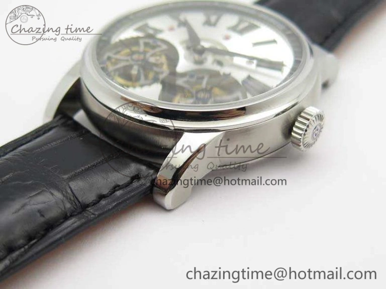 Hommage Rddbho0562 SS JBF Sliver Dial On Black Croco Leather Strap Double Tourbillion