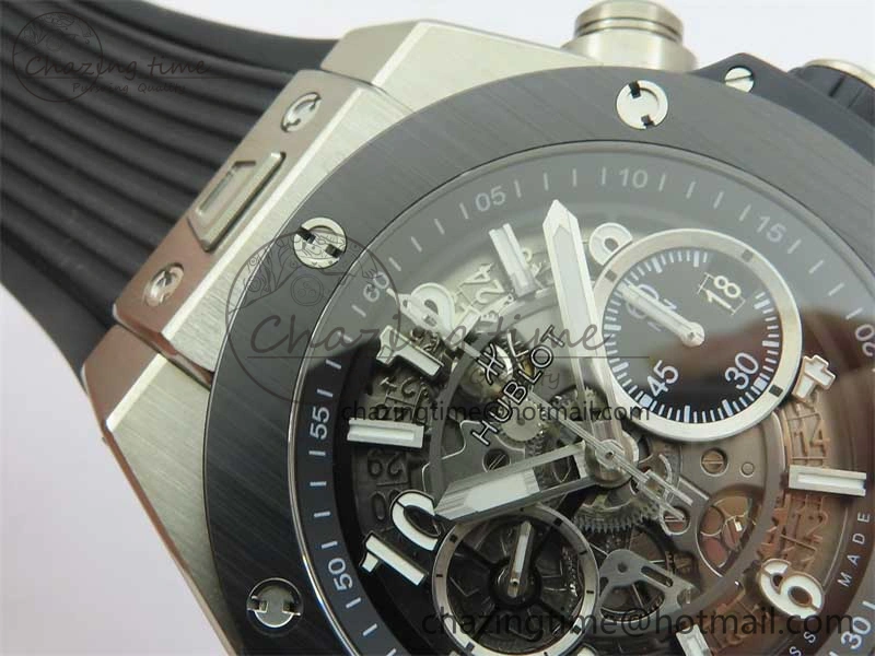 Hublot Big Bang Unico Titanium Ceramic ZF 1:1 Best Edition Skeleton Dial on Black Rubber Strap A1280