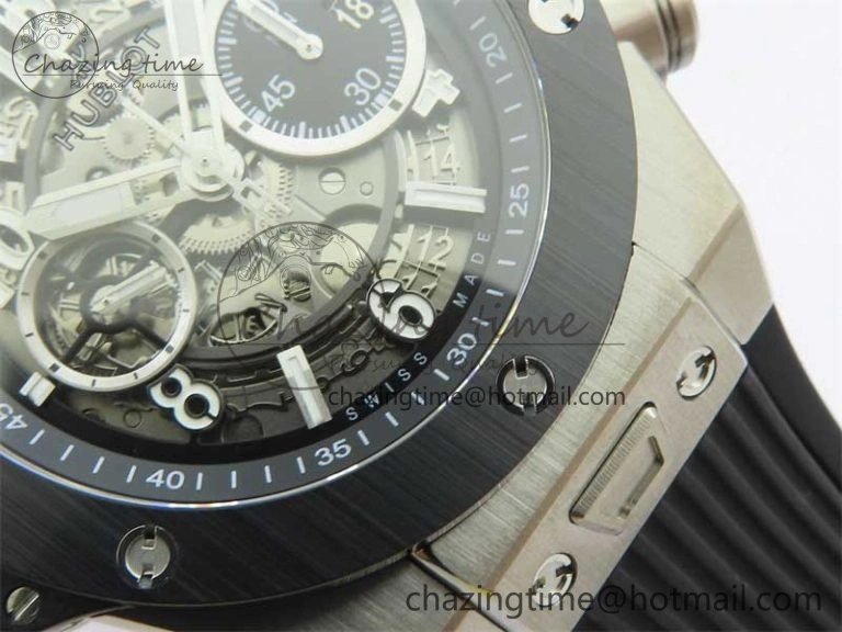 Hublot Big Bang Unico Titanium Ceramic ZF 1:1 Best Edition Skeleton Dial on Black Rubber Strap A1280