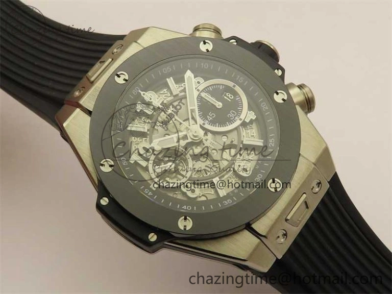 Hublot Big Bang Unico Titanium Ceramic ZF 1:1 Best Edition Skeleton Dial on Black Rubber Strap A1280