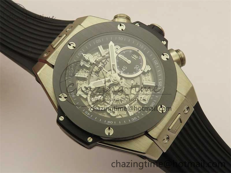 Hublot Big Bang Unico Titanium Ceramic ZF 1:1 Best Edition Skeleton Dial on Black Rubber Strap A1280