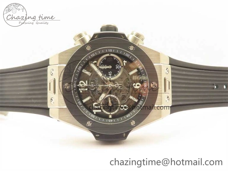 Hublot Big Bang Unico Titanium Ceramic ZF 1:1 Best Edition Skeleton Dial on Black Rubber Strap A1280