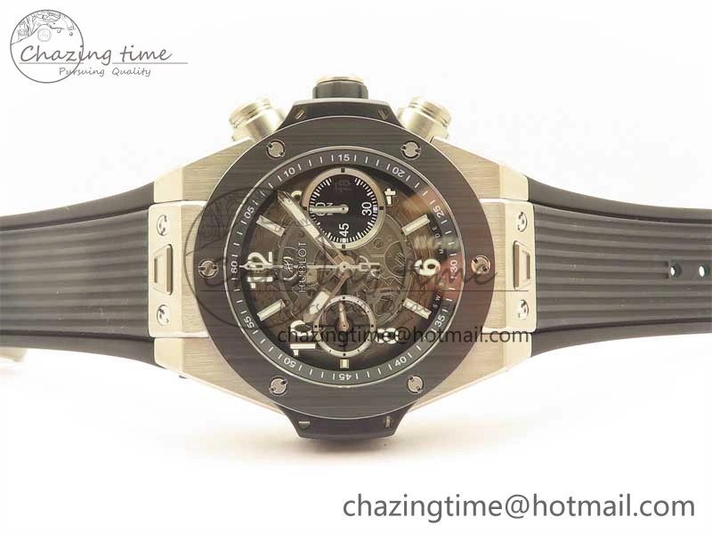 Hublot Big Bang Unico Titanium Ceramic ZF 1:1 Best Edition Skeleton Dial on Black Rubber Strap A1280