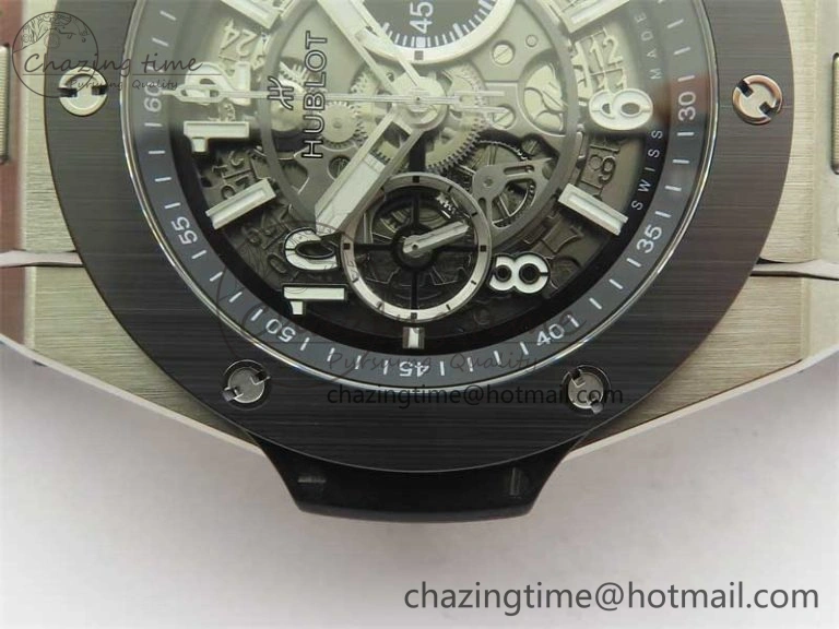 Hublot Big Bang Unico Titanium Ceramic ZF 1:1 Best Edition Skeleton Dial on Black Rubber Strap A1280