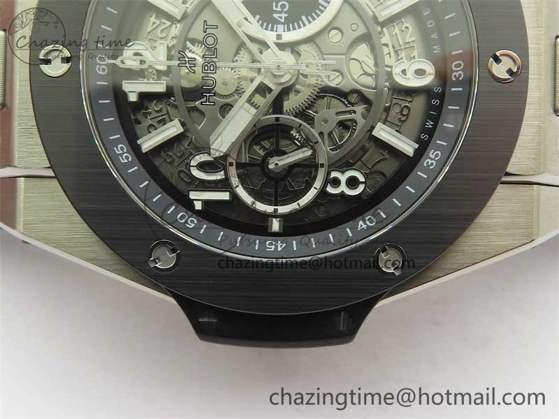 Hublot Big Bang Unico Titanium Ceramic ZF 1:1 Best Edition Skeleton Dial on Black Rubber Strap A1280
