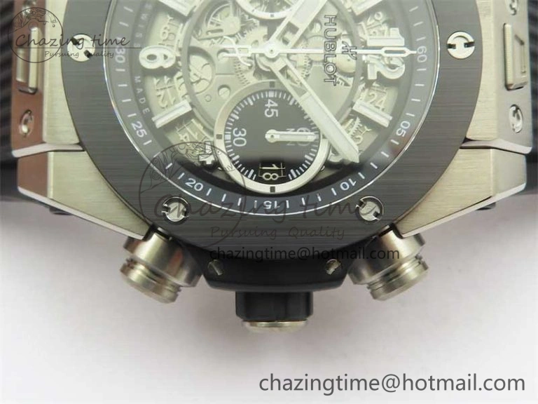 Hublot Big Bang Unico Titanium Ceramic ZF 1:1 Best Edition Skeleton Dial on Black Rubber Strap A1280