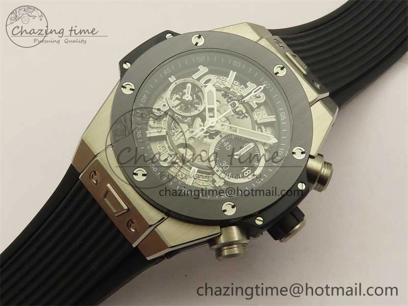 Hublot Big Bang Unico Titanium Ceramic ZF 1:1 Best Edition Skeleton Dial on Black Rubber Strap A1280