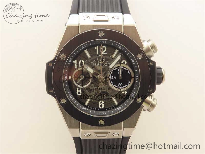 Hublot Big Bang Unico Titanium Ceramic ZF 1:1 Best Edition Skeleton Dial on Black Rubber Strap A1280