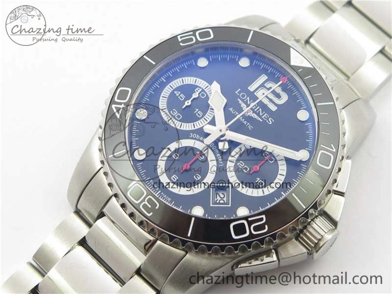 HydroConquest Chrono SS Black Ceramic Bezel OXF Best Edition Black Dial on SS Bracelet A7750