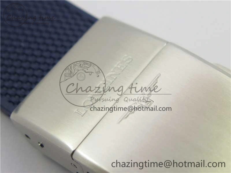 HydroConquest Chrono SS Blue Ceramic Bezel OXF Best Edition Blue Dial on Blue Rubber Strap A7750