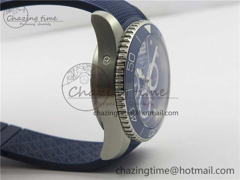 HydroConquest Chrono SS Blue Ceramic Bezel OXF Best Edition Blue Dial on Blue Rubber Strap A7750