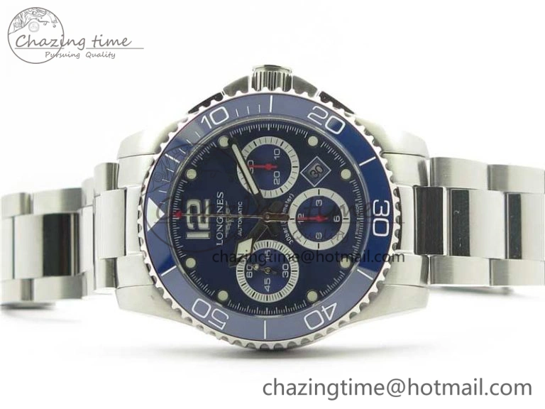 HydroConquest Chrono SS Blue Ceramic Bezel OXF Best Edition Blue Dial on SS Bracelet A7750