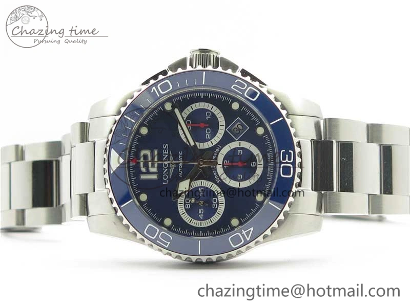 HydroConquest Chrono SS Blue Ceramic Bezel OXF Best Edition Blue Dial on SS Bracelet A7750