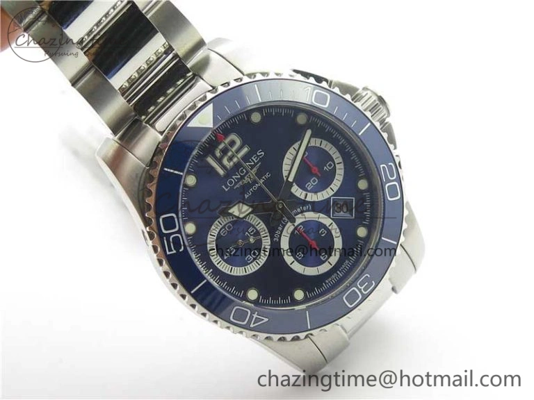 HydroConquest Chrono SS Blue Ceramic Bezel OXF Best Edition Blue Dial on SS Bracelet A7750