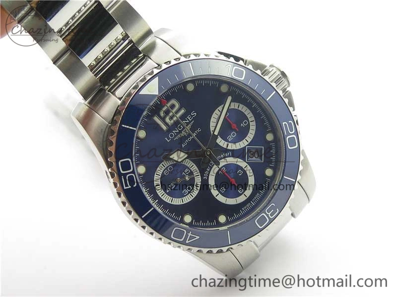 HydroConquest Chrono SS Blue Ceramic Bezel OXF Best Edition Blue Dial on SS Bracelet A7750