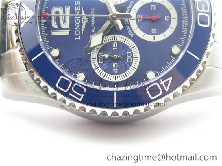 HydroConquest Chrono SS Blue Ceramic Bezel OXF Best Edition Blue Dial on SS Bracelet A7750