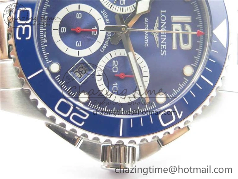 HydroConquest Chrono SS Blue Ceramic Bezel OXF Best Edition Blue Dial on SS Bracelet A7750