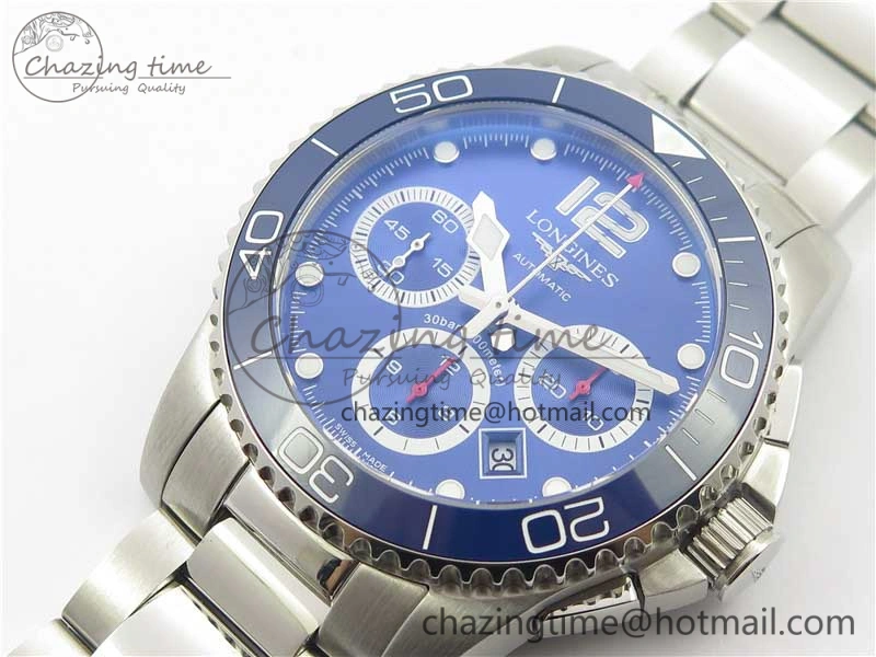 HydroConquest Chrono SS Blue Ceramic Bezel OXF Best Edition Blue Dial on SS Bracelet A7750