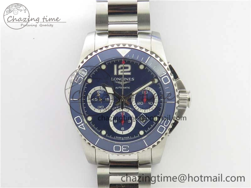 HydroConquest Chrono SS Blue Ceramic Bezel OXF Best Edition Blue Dial on SS Bracelet A7750