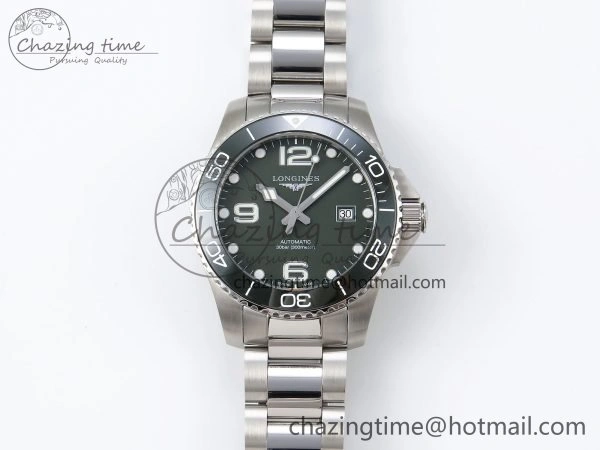 Hydroconquest 43mm SS Green Ceramic Bezel XF 1:1 Best Edition Green Dial on SS Bracelet L888