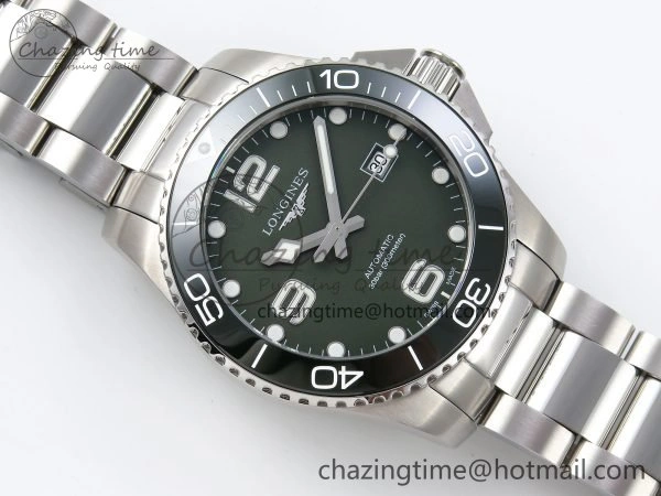 Hydroconquest 43mm SS Green Ceramic Bezel XF 1:1 Best Edition Green Dial on SS Bracelet L888