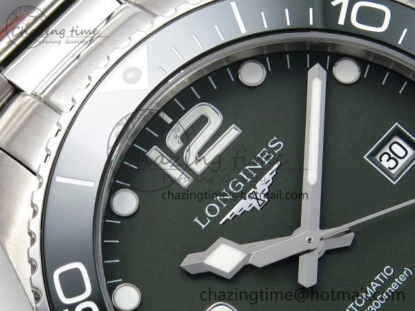 Hydroconquest 43mm SS Green Ceramic Bezel XF 1:1 Best Edition Green Dial on SS Bracelet L888