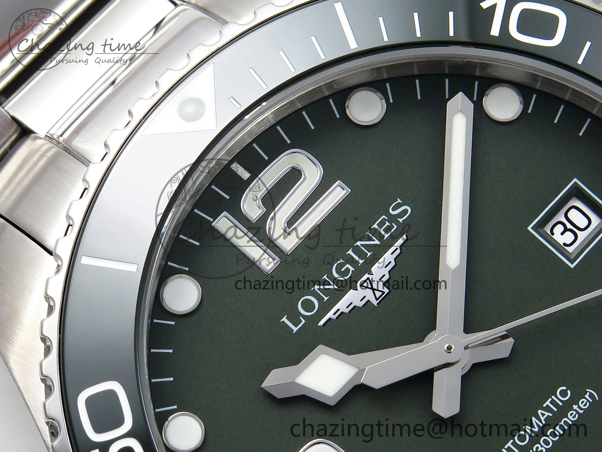 Hydroconquest 43mm SS Green Ceramic Bezel XF 1:1 Best Edition Green Dial on SS Bracelet L888