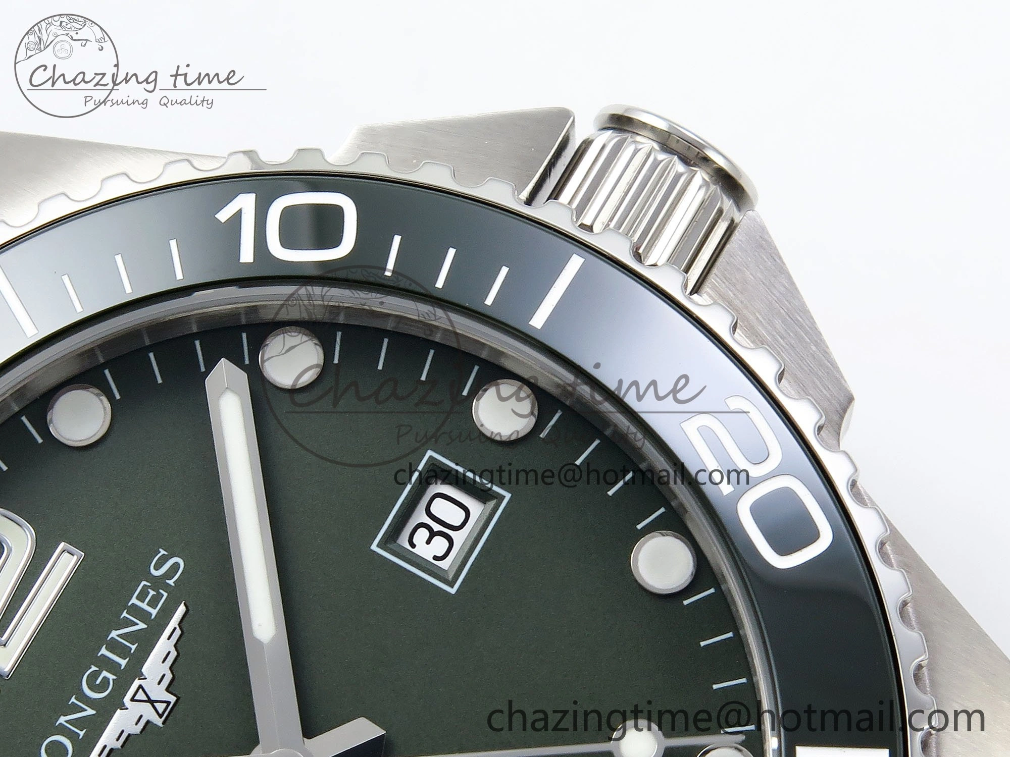Hydroconquest 43mm SS Green Ceramic Bezel XF 1:1 Best Edition Green Dial on SS Bracelet L888