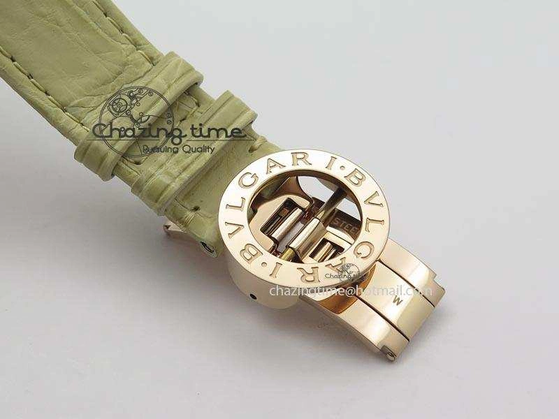 I Giardini Di Bulgari Tourbillon RG Parrot Dial On Beige Croco Strap