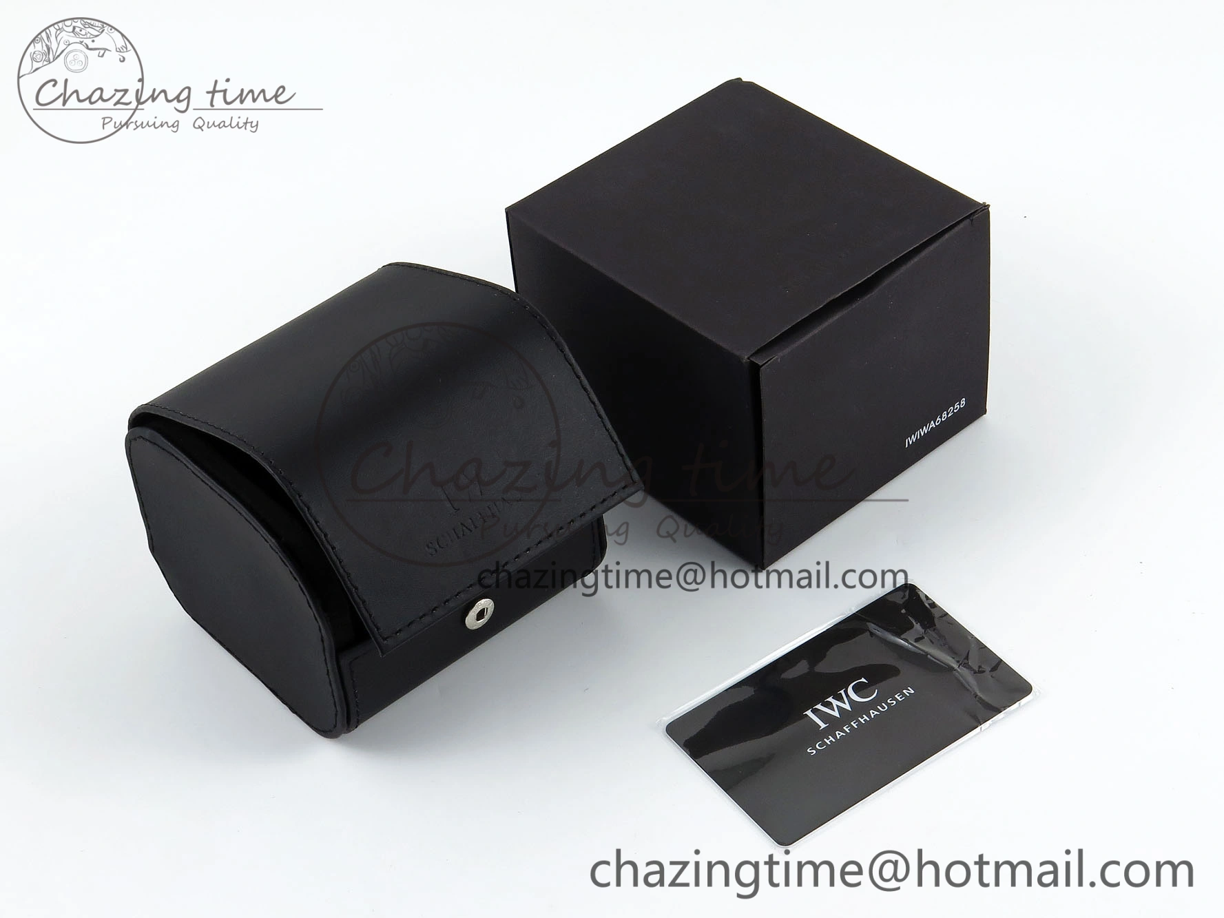 IWC BLACK LEATHER TRAVEL BOX