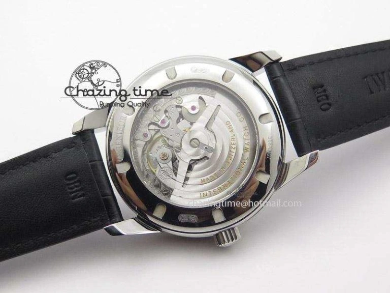 Ingeniuer St.Laurens SS Black Dial MK 1:1 Best Edition On Black Leather Strap  A80111
