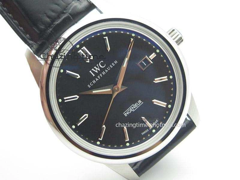 Ingeniuer St.Laurens SS Black Dial MK 1:1 Best Edition On Black Leather Strap  A80111