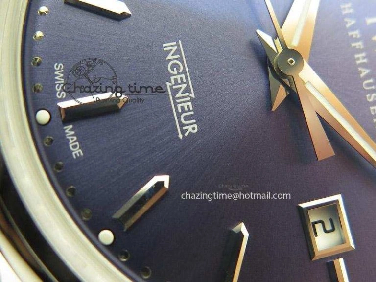 Ingeniuer St.Laurens SS Blue Dial MK 1:1 Best Edition On Black Leather Strap A80111