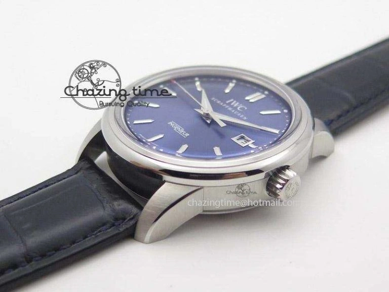 Ingeniuer St.Laurens SS Blue Dial MK 1:1 Best Edition On Black Leather Strap A80111