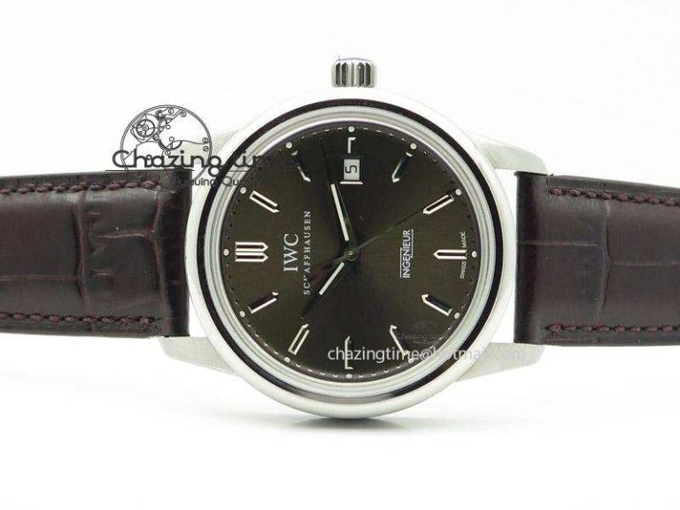 Ingeniuer St.Laurens SS Brown Dial MK 1:1 Best Edition On Black Leather Strap A80111