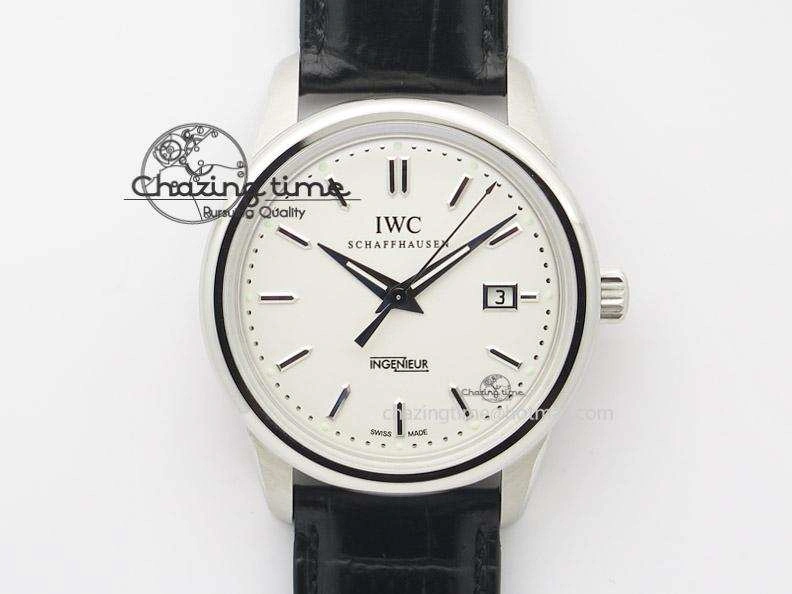 Ingeniuer St.Laurens SS White Dial MK 1:1 Best Edition On Black Leather Strap A80111