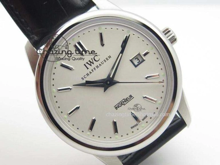 Ingeniuer St.Laurens SS White Dial MK 1:1 Best Edition On Black Leather Strap A80111