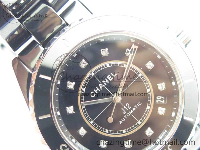 J12 38mm BV+ 1:1 Best Edition Black Korea Ceramic Black Dial Crystal Markers on Bracelet Calibre 12.1